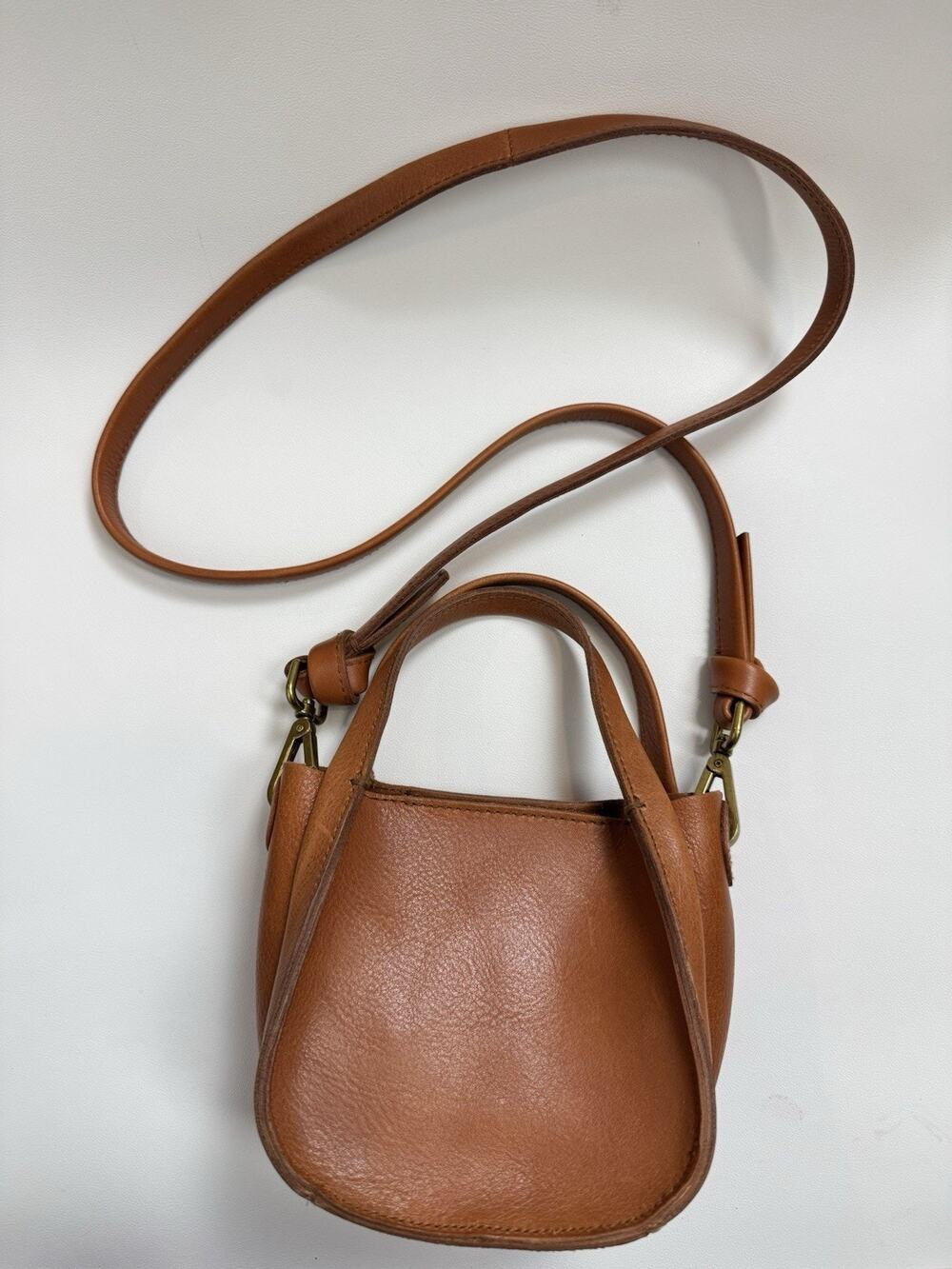 Madewell Micro Sydney Burnished Caramel Leather Crossbody Bag